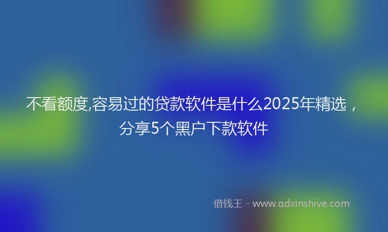 不看额度,容易过的贷款软件是什么2025年精选，分享5个黑户下款软件