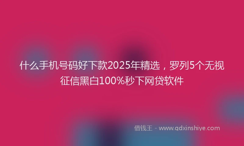 什么手机号码好下款2025年精选，罗列5个无视征信黑白100%秒下网贷软件