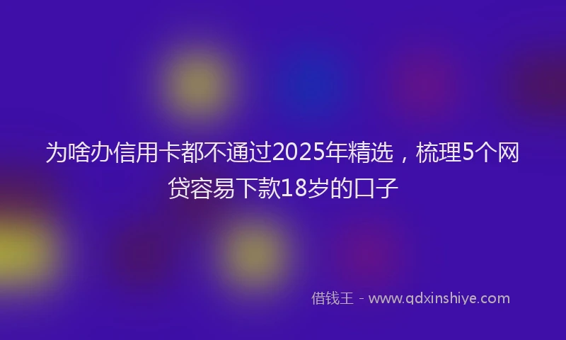 为啥办信用卡都不通过2025年精选，梳理5个网贷容易下款18岁的口子
