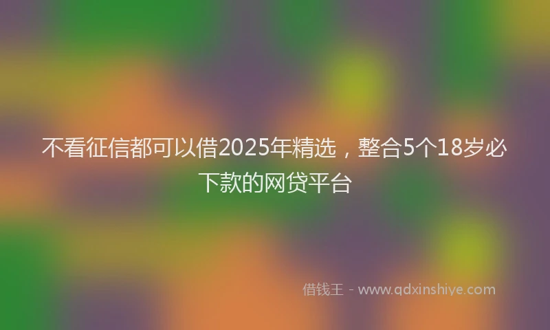 不看征信都可以借2025年精选，整合5个18岁必下款的网贷平台
