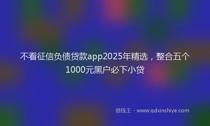 不看征信负债贷款app2025年精选，整合五个1000元黑户必下小贷