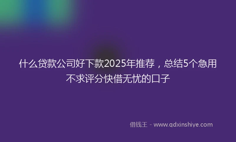 什么贷款公司好下款2025年推荐，总结5个急用不求评分快借无忧的口子