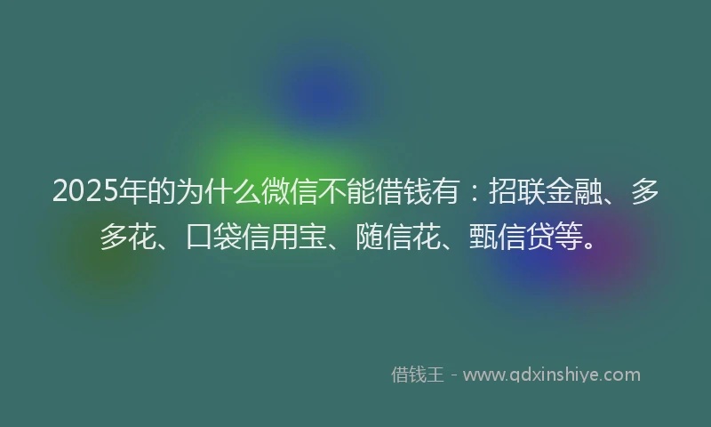 2025年的为什么微信不能借钱有：招联金融、多多花、口袋信用宝、随信花、甄信贷等。