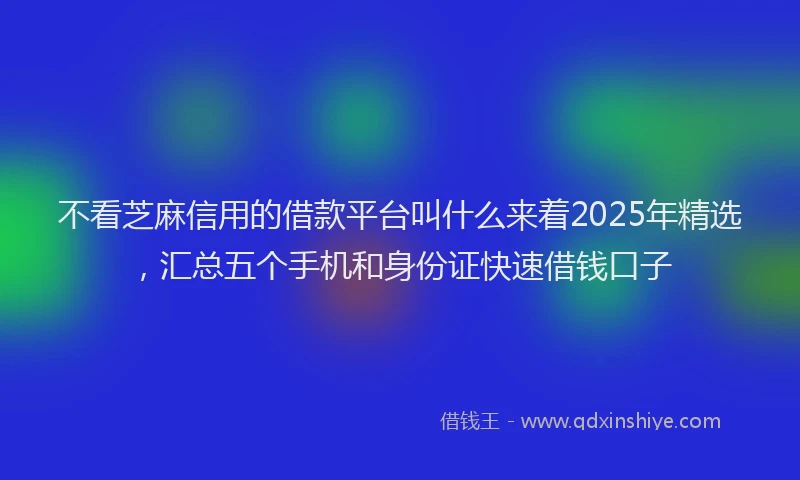 不看芝麻信用的借款平台叫什么来着2025年精选，汇总五个手机和身份证快速借钱口子