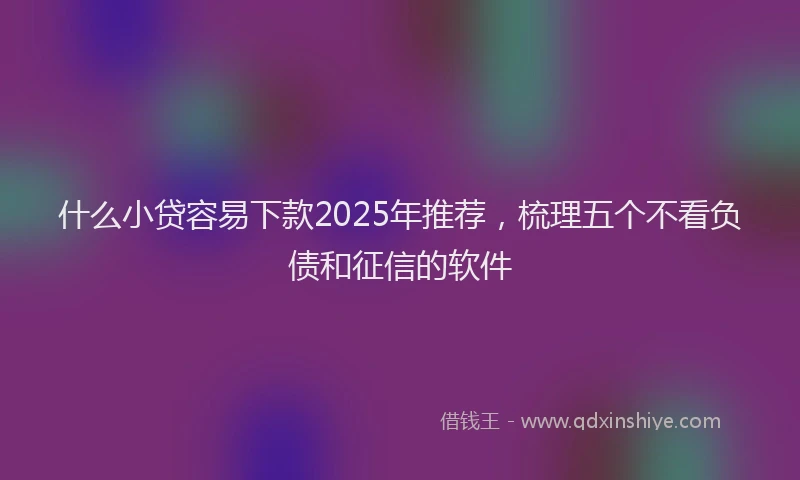 什么小贷容易下款2025年推荐，梳理五个不看负债和征信的软件