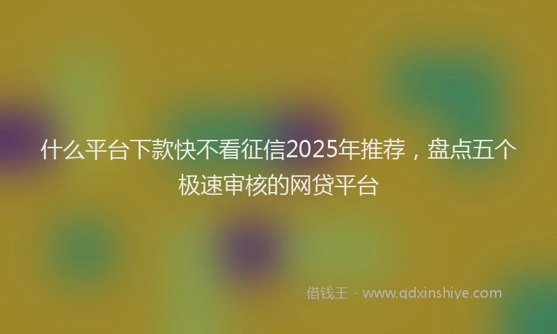 什么平台下款快不看征信2025年推荐，盘点五个极速审核的网贷平台