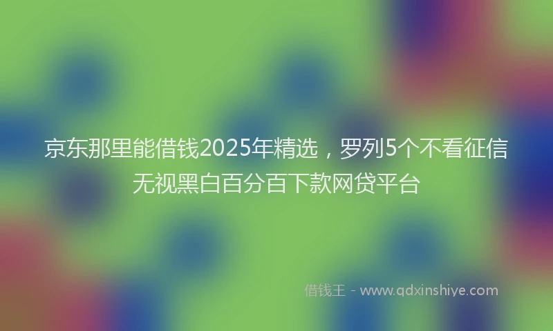 京东那里能借钱2025年精选，罗列5个不看征信无视黑白百分百下款网贷平台