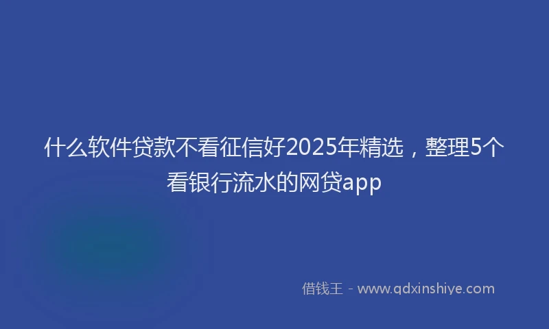 什么软件贷款不看征信好2025年精选，整理5个看银行流水的网贷app