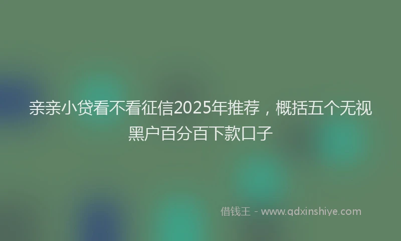 亲亲小贷看不看征信2025年推荐，概括五个无视黑户百分百下款口子