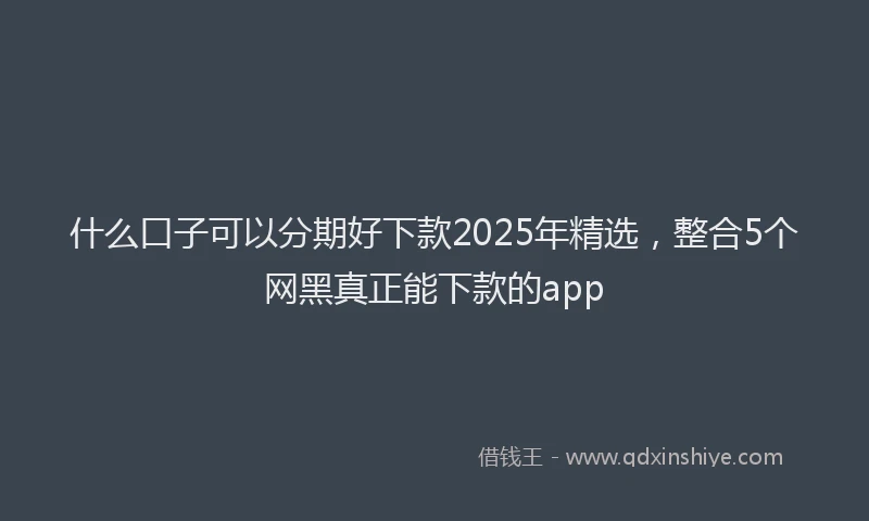 什么口子可以分期好下款2025年精选，整合5个网黑真正能下款的app