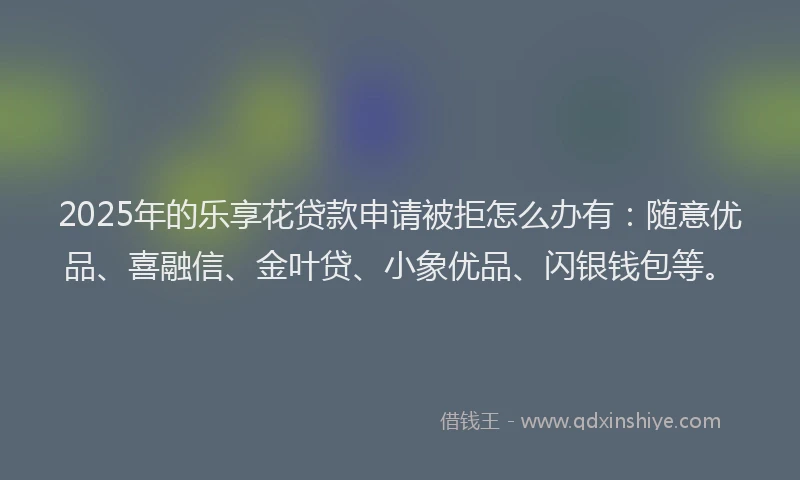 2025年的乐享花贷款申请被拒怎么办有：随意优品、喜融信、金叶贷、小象优品、闪银钱包等。