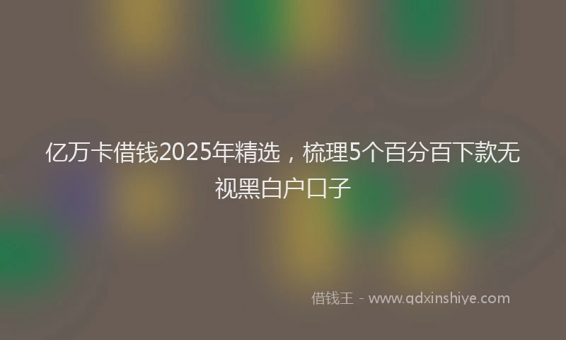 亿万卡借钱2025年精选，梳理5个百分百下款无视黑白户口子