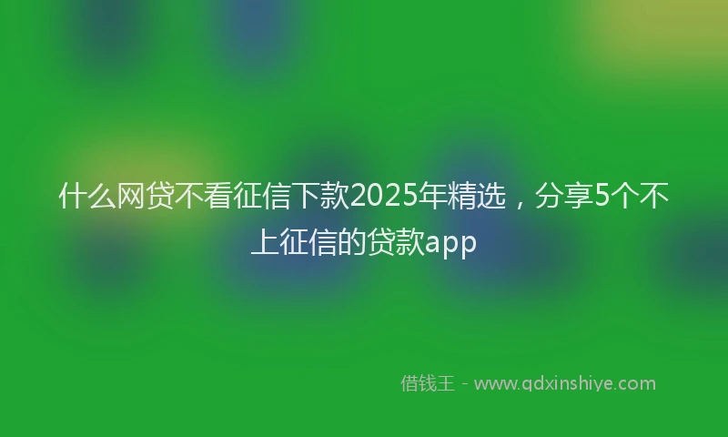 什么网贷不看征信下款2025年精选，分享5个不上征信的贷款app