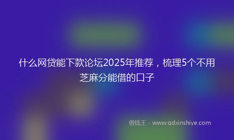什么网贷能下款论坛2025年推荐，梳理5个不用芝麻分能借的口子