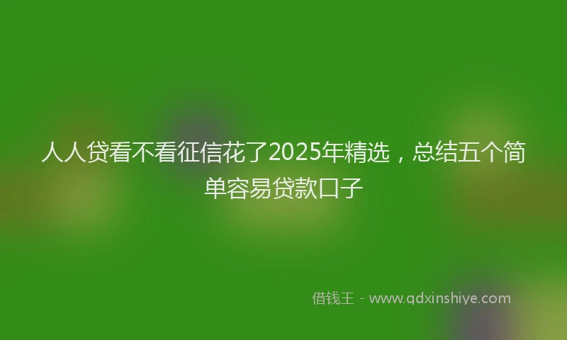 人人贷看不看征信花了2025年精选，总结五个简单容易贷款口子
