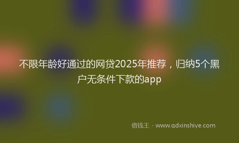 不限年龄好通过的网贷2025年推荐，归纳5个黑户无条件下款的app