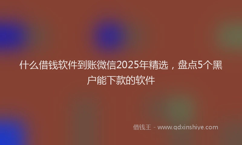 什么借钱软件到账微信2025年精选，盘点5个黑户能下款的软件