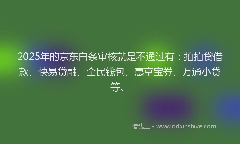 2025年的京东白条审核就是不通过有：拍拍贷借款、快易贷融、全民钱包、惠享宝券、万通小贷等。