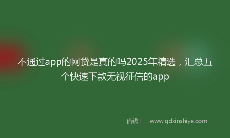 不通过app的网贷是真的吗2025年精选，汇总五个快速下款无视征信的app
