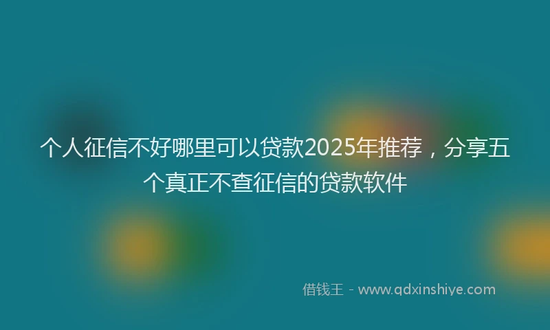 个人征信不好哪里可以贷款2025年推荐，分享五个真正不查征信的贷款软件