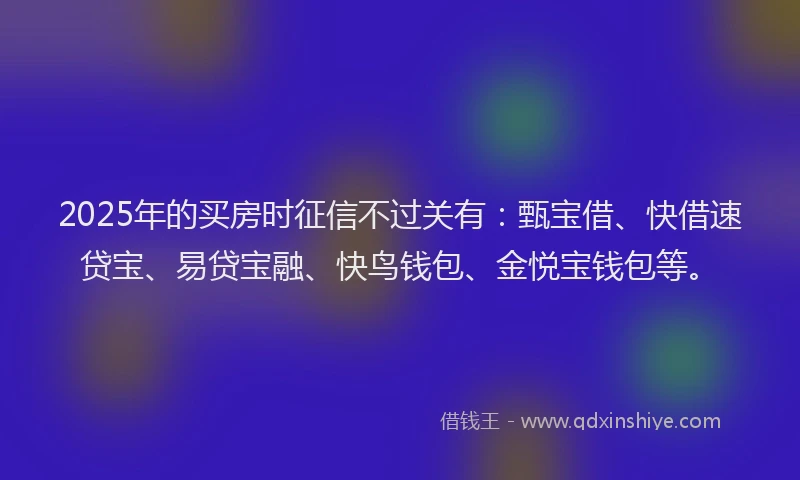 2025年的买房时征信不过关有：甄宝借、快借速贷宝、易贷宝融、快鸟钱包、金悦宝钱包等。