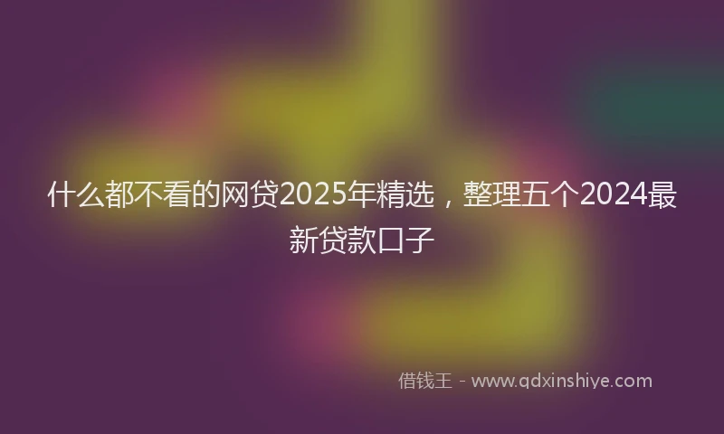 什么都不看的网贷2025年精选，整理五个2024最新贷款口子