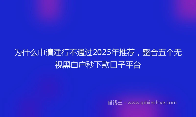 为什么申请建行不通过2025年推荐，整合五个无视黑白户秒下款口子平台