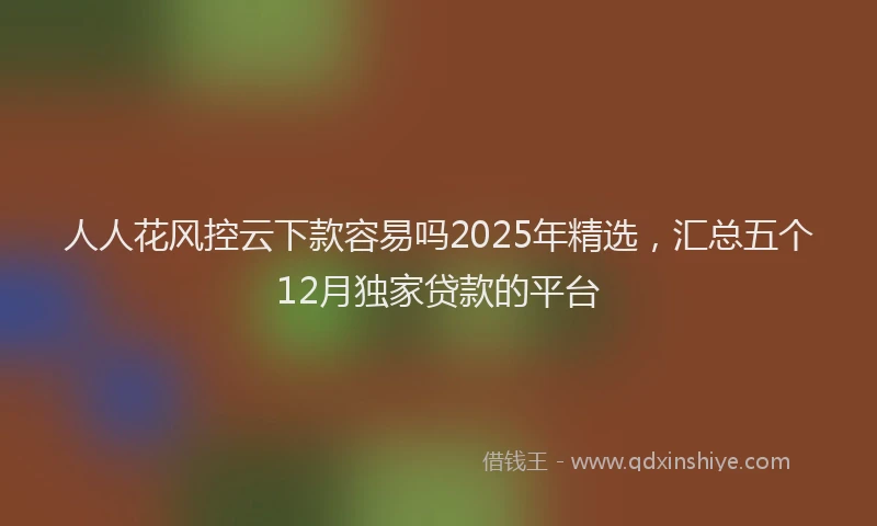 人人花风控云下款容易吗2025年精选，汇总五个12月独家贷款的平台