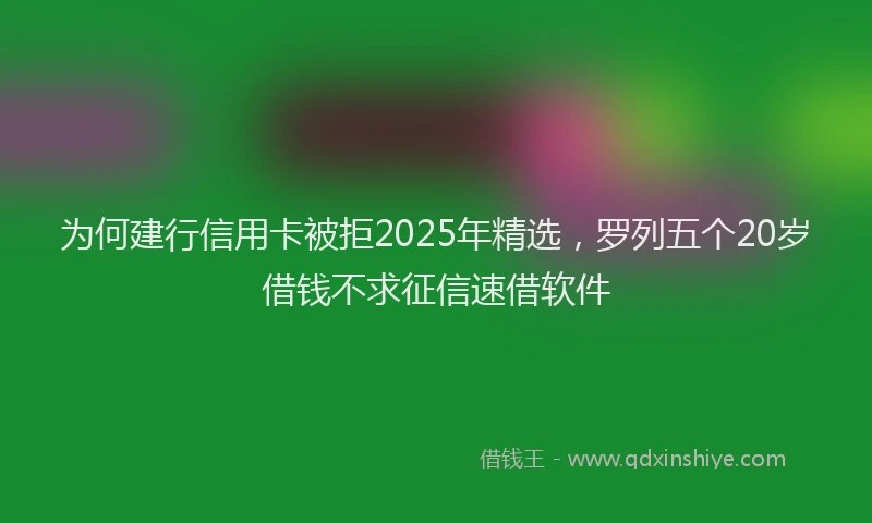 为何建行信用卡被拒2025年精选，罗列五个20岁借钱不求征信速借软件