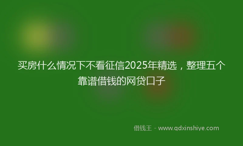 买房什么情况下不看征信2025年精选，整理五个靠谱借钱的网贷口子