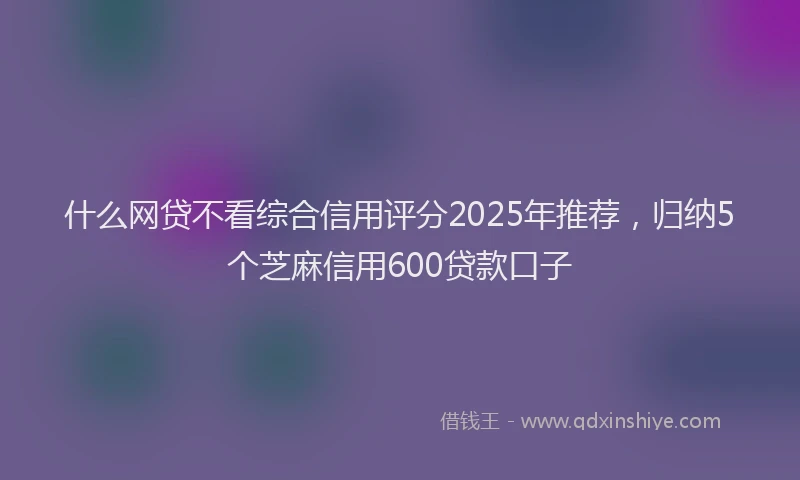 什么网贷不看综合信用评分2025年推荐，归纳5个芝麻信用600贷款口子