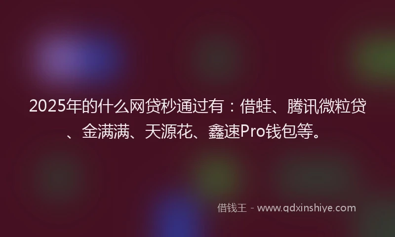 2025年的什么网贷秒通过有：借蛙、腾讯微粒贷、金满满、天源花、鑫速Pro钱包等。
