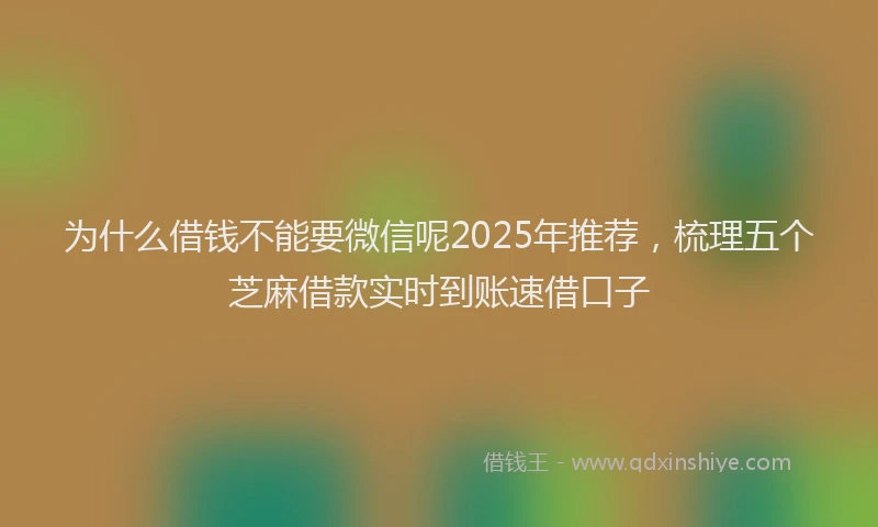 为什么借钱不能要微信呢2025年推荐，梳理五个芝麻借款实时到账速借口子