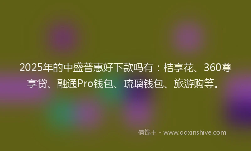 2025年的中盛普惠好下款吗有：桔享花、360尊享贷、融通Pro钱包、琉璃钱包、旅游购等。