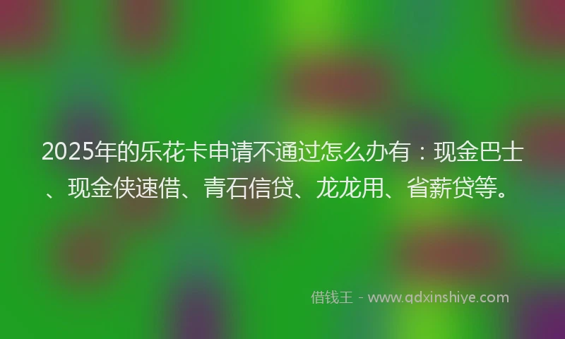 2025年的乐花卡申请不通过怎么办有：现金巴士、现金侠速借、青石信贷、龙龙用、省薪贷等。