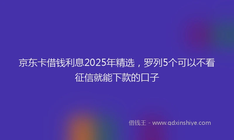 京东卡借钱利息2025年精选，罗列5个可以不看征信就能下款的口子