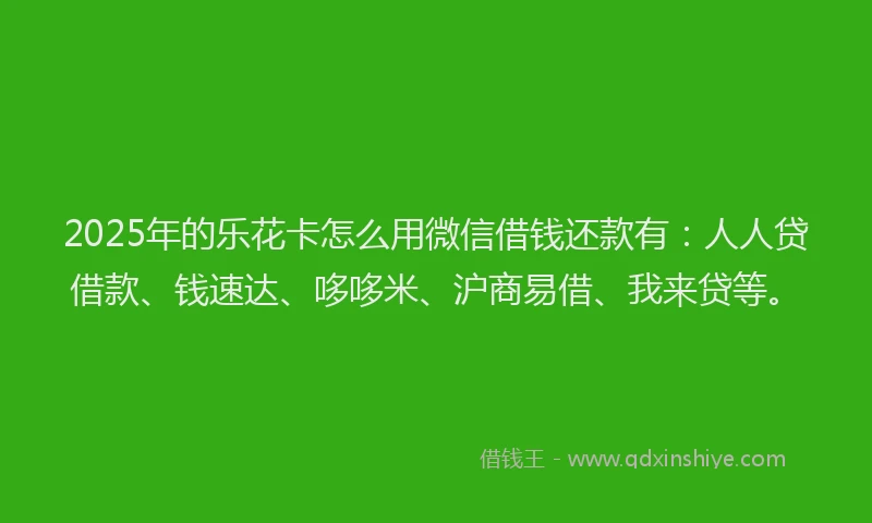 2025年的乐花卡怎么用微信借钱还款有：人人贷借款、钱速达、哆哆米、沪商易借、我来贷等。
