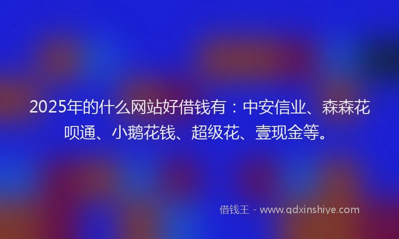 2025年的什么网站好借钱有：中安信业、森森花呗通、小鹅花钱、超级花、壹现金等。