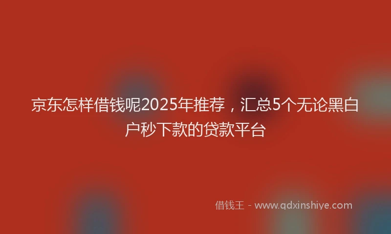 京东怎样借钱呢2025年推荐，汇总5个无论黑白户秒下款的贷款平台