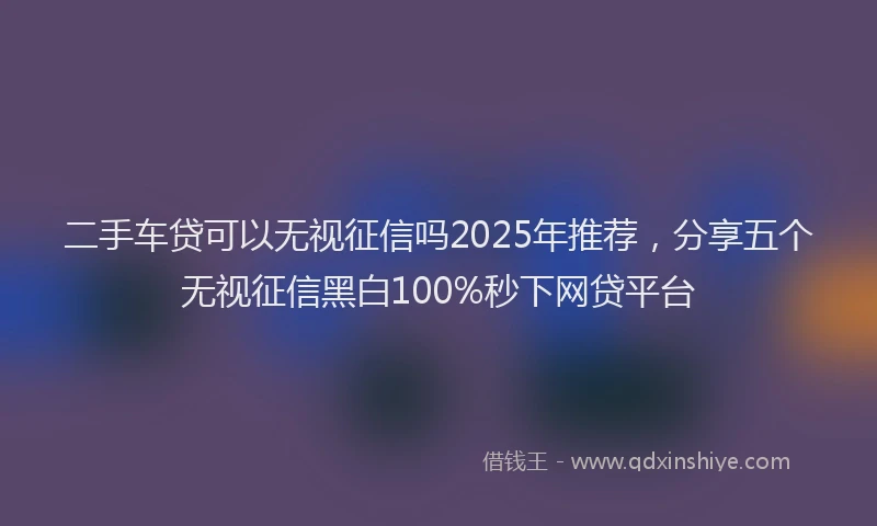 二手车贷可以无视征信吗2025年推荐，分享五个无视征信黑白100%秒下网贷平台