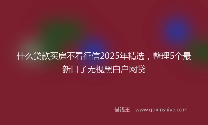 什么贷款买房不看征信2025年精选，整理5个最新口子无视黑白户网贷