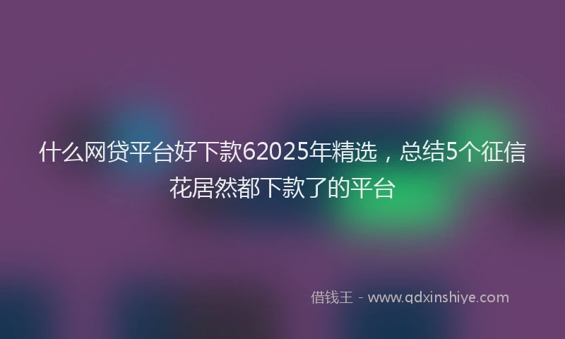 什么网贷平台好下款62025年精选，总结5个征信花居然都下款了的平台