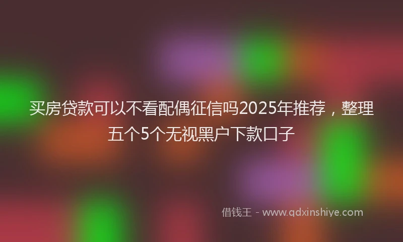 买房贷款可以不看配偶征信吗2025年推荐，整理五个5个无视黑户下款口子