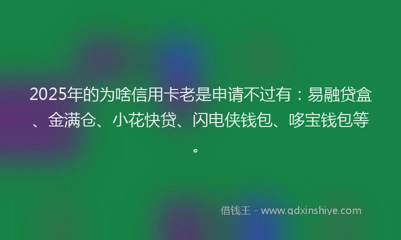 2025年的为啥信用卡老是申请不过有：易融贷盒、金满仓、小花快贷、闪电侠钱包、哆宝钱包等。