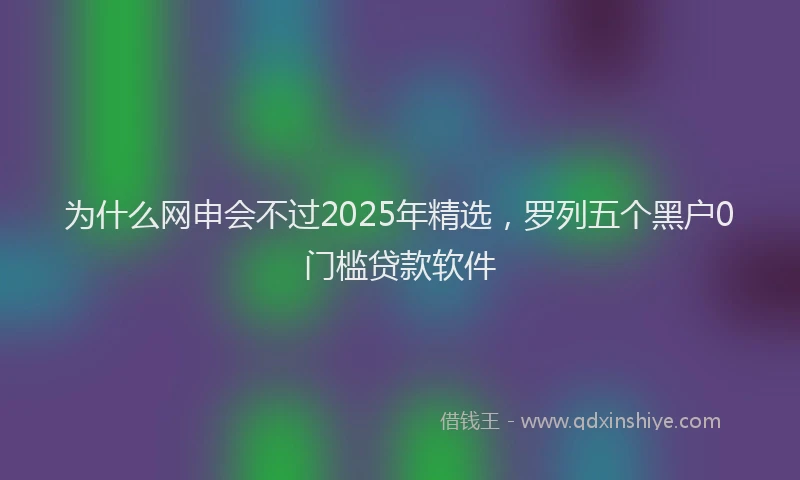 为什么网申会不过2025年精选，罗列五个黑户0门槛贷款软件