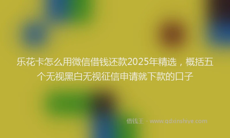 乐花卡怎么用微信借钱还款2025年精选，概括五个无视黑白无视征信申请就下款的口子