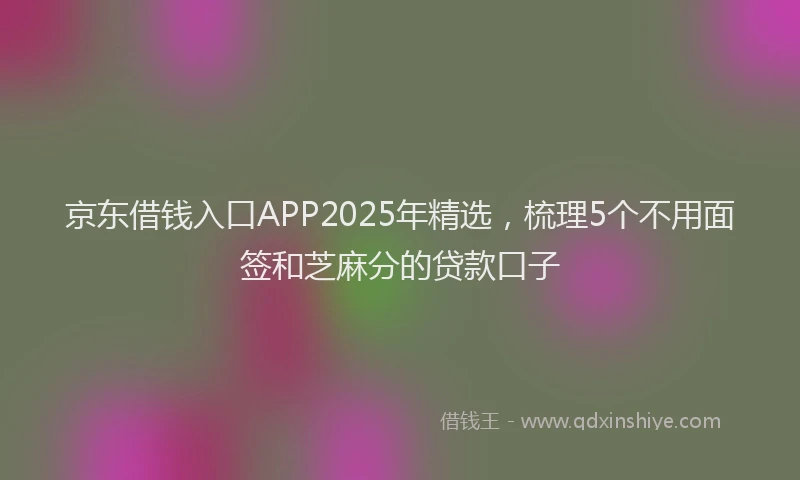 京东借钱入口APP2025年精选，梳理5个不用面签和芝麻分的贷款口子