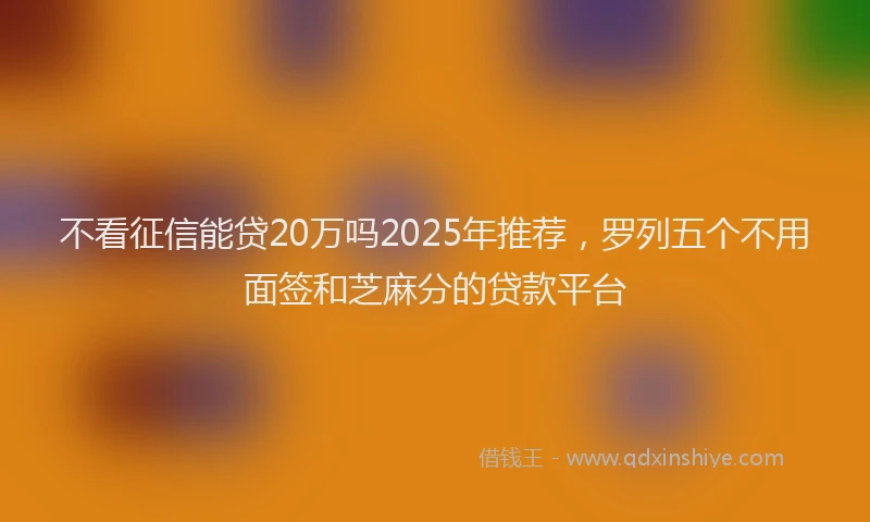 不看征信能贷20万吗2025年推荐，罗列五个不用面签和芝麻分的贷款平台