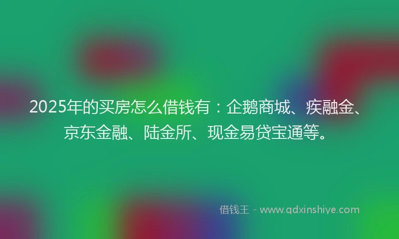 2025年的买房怎么借钱有：企鹅商城、疾融金、京东金融、陆金所、现金易贷宝通等。