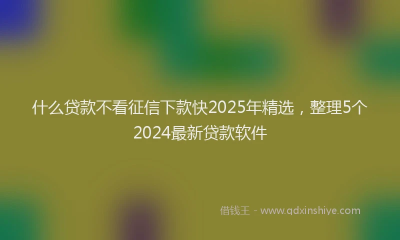 什么贷款不看征信下款快2025年精选，整理5个2024最新贷款软件